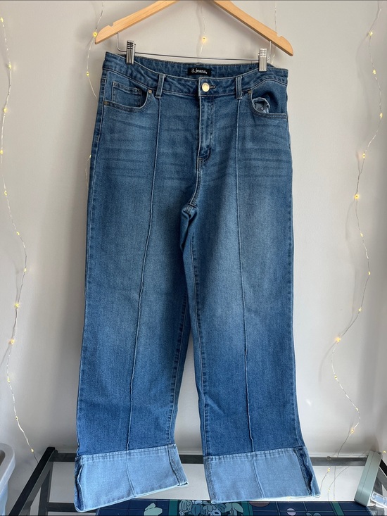 d. jeans Denim - Ag Adriano Goldschmied Blue Wide-Leg Jeans with Cuffed Hem